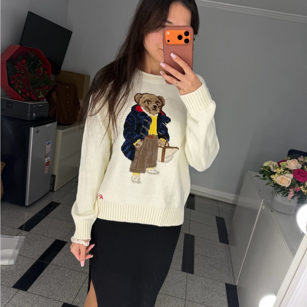 Polo Ralph Lauren Cream Sweater with Bear Design